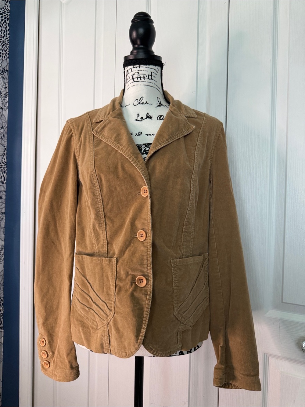 Women’s Tailored Corduroy Blazer Jacket in Tan